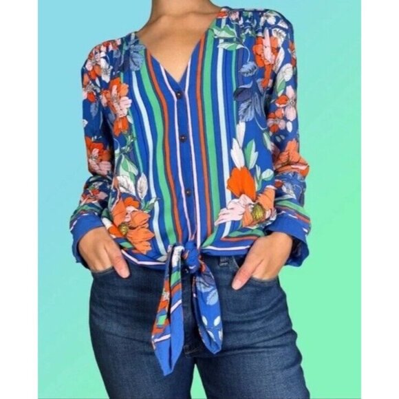 Anthropologie Maeve Top Women’s 4 multicolor floral lightweight office school - Picture 1 of 6